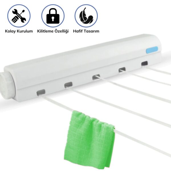 BUFFER® Pratik Portatif Yeni Nesil Çek As  Kolay Askılık 4 İpli Askılık