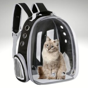 BUFFER® Şeffaf Astronot Kapsül Kedi Köpek Seyahat Yolculuk Fermuarlı Hava Alan Taşınabilir Sırt Çantası