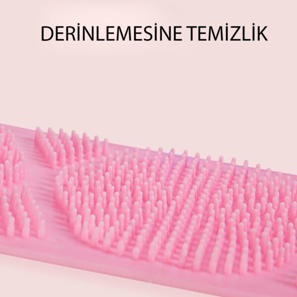 BUFFER® Çift Taraflı Banyo Hamam Lifi Silikon Masajlı Yumuşak Duş Lifi Uzun Ömürlü Hazır Banyo Kesesi