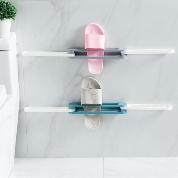 BUFFER® Plastik Banyo Terlik Ve Havlu Tutucu Portatif Pratik  Kapı Arkası Duvara Yapıştırmalı  Ayakkabı Rafı