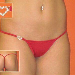 Terry Pau  DH040901-RED Gümüş Kalp ve Taşlı Seksi Tanga