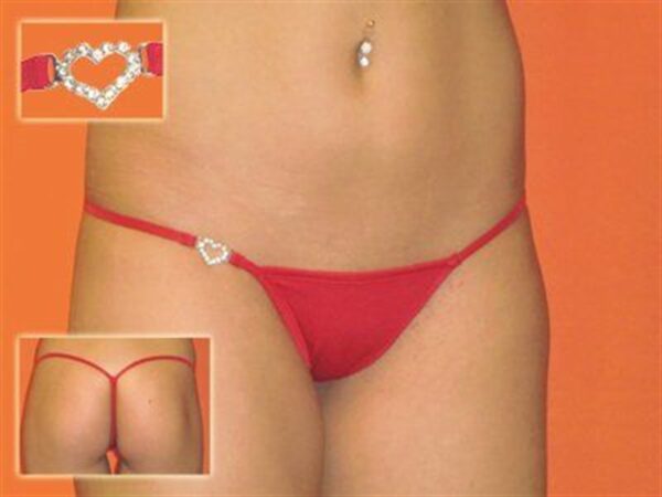 Terry Pau DH040901-RED Gümüş Kalp ve Taşlı Seksi Tanga