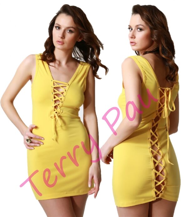 Terry Pau TP101192 Arkası Açık Fantezi Mini Elbise