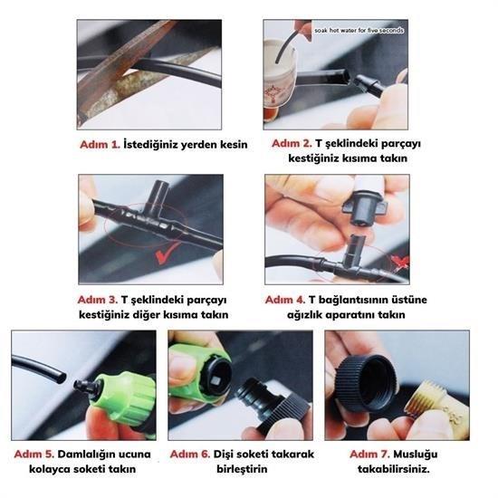 BUFFER® 10 Metre Kendin Yap Balkon Veranda Çardak Kamelya Sulama Serinletme ve Nemlendirme Sistemi