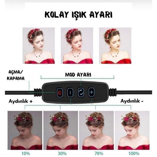 BUFFER® 10inç 26cm Youtube Instagram Tiktok Selfie Stüdyo Video Fotoğraf Ring Light Led Halka Işıkl