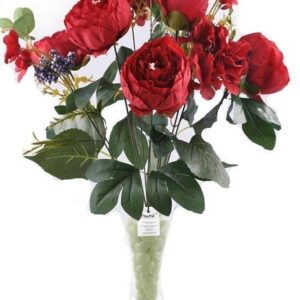 BUFFER® 11 Dallı 50 cm Kırmızı Renkli Gül Demeti Dekoratif Yapay Çiçek
