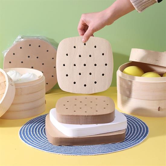BUFFER® 150 Adet Kullan-At Delikli Kare Model Pişirme Kağıdı Ve Kare Kırmızı Pişirme Matı 21,5Cm
