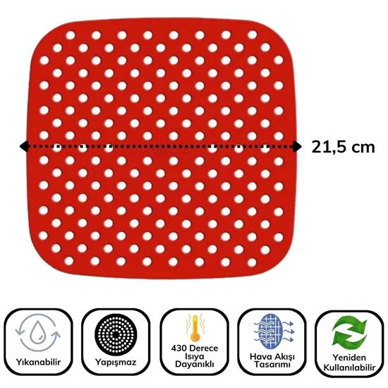 BUFFER® 150 Adet Kullan-At Delikli Kare Model Pişirme Kağıdı Ve Kare Kırmızı Pişirme Matı 21,5Cm