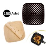 BUFFER® 150 Adet Kullan-At Delikli Kare Model Pişirme Kağıdı Ve Siyah Pişirme Matı 21