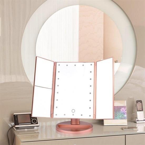BUFFER® 180 Derece Ayarlanabilir Led Dokunmatik Ekran Kapaklı Makyaj Masası Aynası Modeli