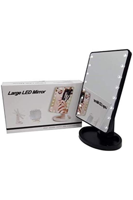 BUFFER® 22 Ledli 360 Derece Dönebilen Makyaj Aynası (Siyah)