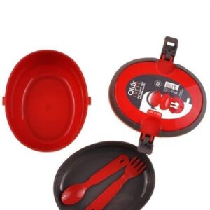 BUFFER® 3 Bölmeli Çatallı Kaşıklı Kapaklı Kilitli Beslenme Kutusu Kabı