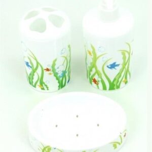 BUFFER® 3 Parça Lavabo Seti Sıvı Sabunluk Katı Sabunluk Diş Fırçalığı Seti