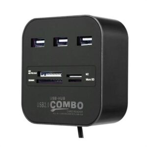 BUFFER® 3 Port Girişli Güçlü Usb 2.0 Port Çoklayıcı Çoğaltıcı Adaptör Hub ve Kart Reader Okuyucu