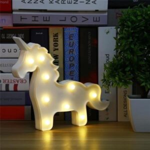 BUFFER® 3D Unicorn Dekoratif Pilli Led Masa Duvar ve Gece Lambası Aydınlatma