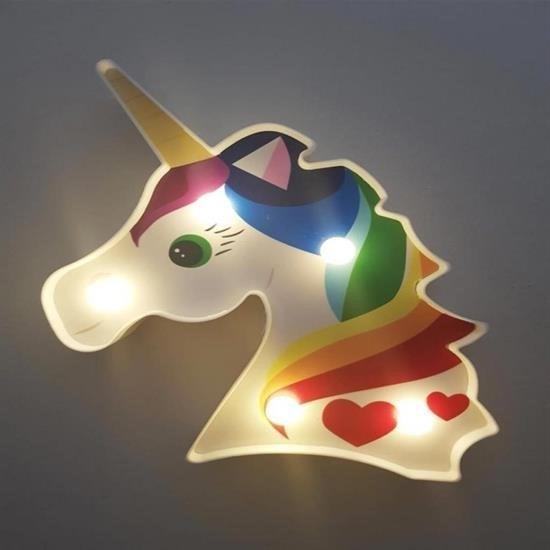 BUFFER® 3D Unicorn Dekorlu Pilli Led Masa Ve Gece Lambası