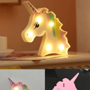 BUFFER® 3D Unicorn Dekorlu Pilli Led Masa Ve Gece Lambası
