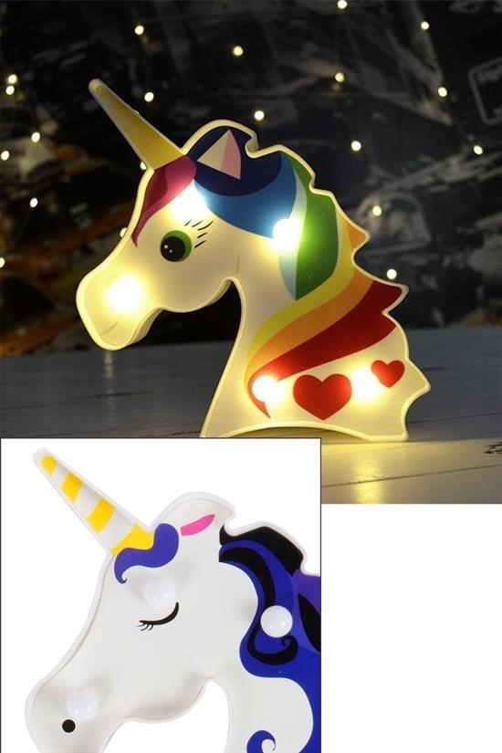 BUFFER® 3D Unicorn Dekorlu Pilli Led Masa Ve Gece Lambası