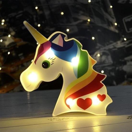 BUFFER® 3D Unicorn Dekorlu Pilli Led Masa Ve Gece Lambası