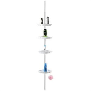 BUFFER® 4 Raflı Yaylı Şampuanlık Sabunluk Banyo Duşakabin Rafı Köşeliği
