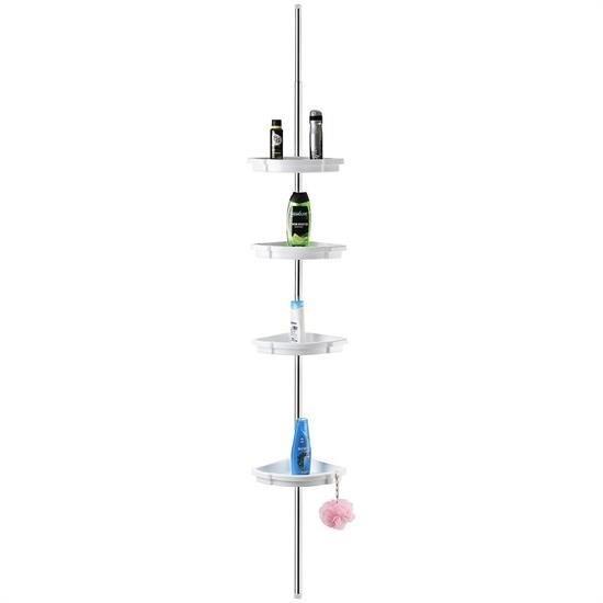 BUFFER® 4 Raflı Yaylı Şampuanlık Sabunluk Banyo Duşakabin Rafı Köşeliği