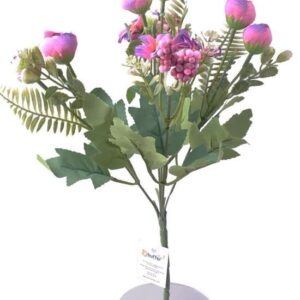 BUFFER® 5 Dallı 28 cm Aranjmanlı Dekoratif Gül ve Papatya Demeti Mor