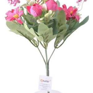 BUFFER® 5 Dallı 28 cm Aranjmanlı Dekoratif Gül ve Papatya Demeti Kırmızı
