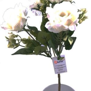 BUFFER® 5 Dallı 28 cm Dekoratif Gül Yapay Sahte Süs Çiçek Beyaz Renkli