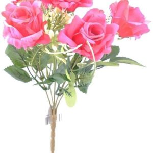 BUFFER® 5 Dallı 28 cm Gül Yapay Çiçek  Kırmızı-CK010KZ