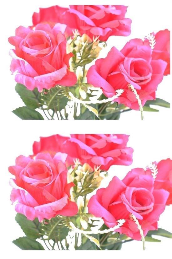 BUFFER® 5 Dallı 28 cm Gül Yapay Çiçek Kırmızı-CK010KZ