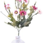 BUFFER® 5 Dallı 33 cm Dekoratif Papatya Kırmızı Beyaz Yapay Çiçek Demeti