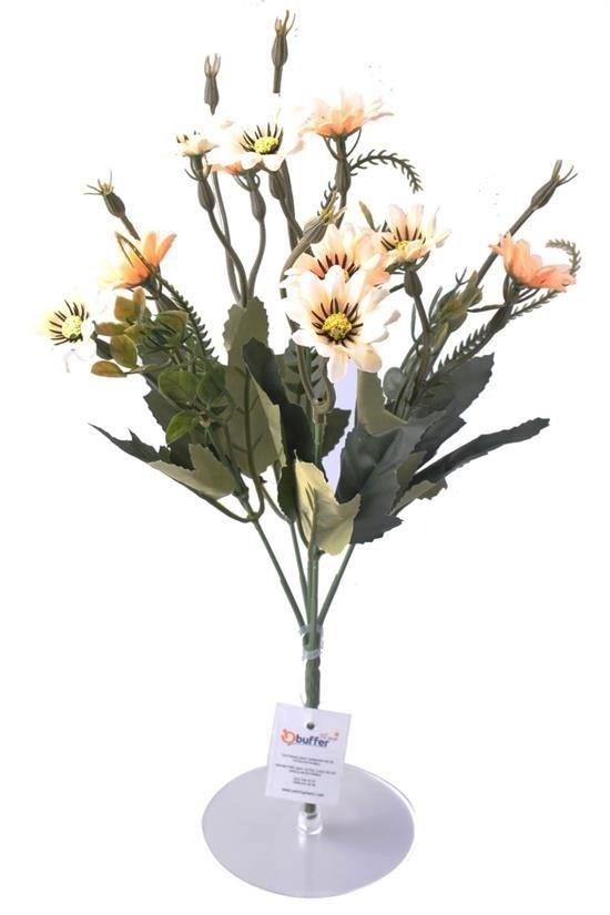 BUFFER® 5 Dallı 33 cm Dekoratif Papatya Beyaz Yapay Çiçek Süs Bitkisi