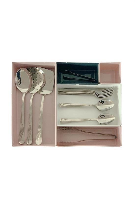 BUFFER® 5 Parça Plastik Derin Çekmece İçi Modüler Düzenleyici Organizer Tepsi Set