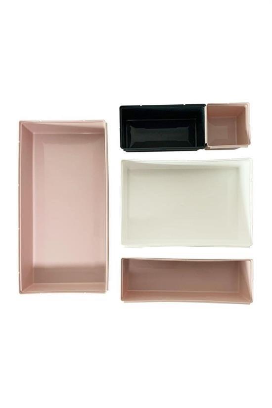 BUFFER® 5 Parça Plastik Derin Çekmece İçi Modüler Düzenleyici Organizer Tepsi Set