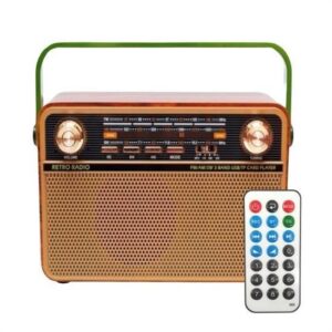 BUFFER® 505B Dekoratif Eskitme Nostalji Uzaktan Kumandalı Radyo Usb/Aux/Hafıza Kartı/Bluetooth/Şarjl