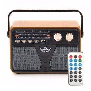 BUFFER® 507B Dekoratif Eskitme Nostalji Uzaktan Kumandalı Radyo Usb/Aux/Hafıza Kartı/Bluetooth/Şarjl