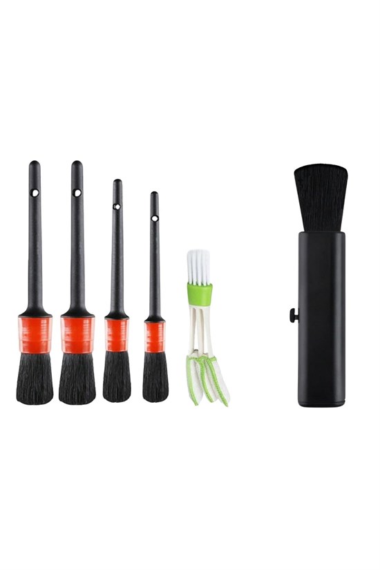 BUFFER® 5+1 Yumuşak Kıllı İç+Dış Temizlik Oto Fırça Seti+Açılıp Kapanan Oto Temizlik Fırçası