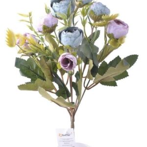 BUFFER® 6 Dallı 28 cm Şakayık Gül Yapay Çiçek Mavi Pembe-CK011MP