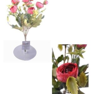 BUFFER® 6 Dallı 28 Cm Şakayık Gül Yapay Çiçek Pembe Renk Dekoratif Çiçek