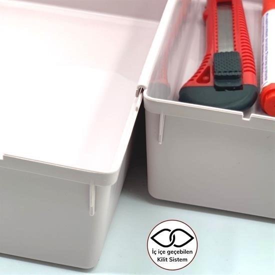 BUFFER® 8 Parça Plastik Derin Çekmece İçi Modüler Düzenleyici Organizer Tepsi Set