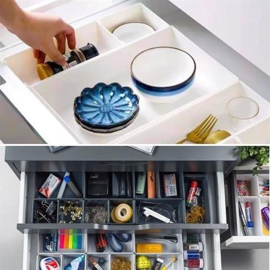 BUFFER® 8 Parça Plastik Derin Çekmece İçi Modüler Düzenleyici Organizer Tepsi Set