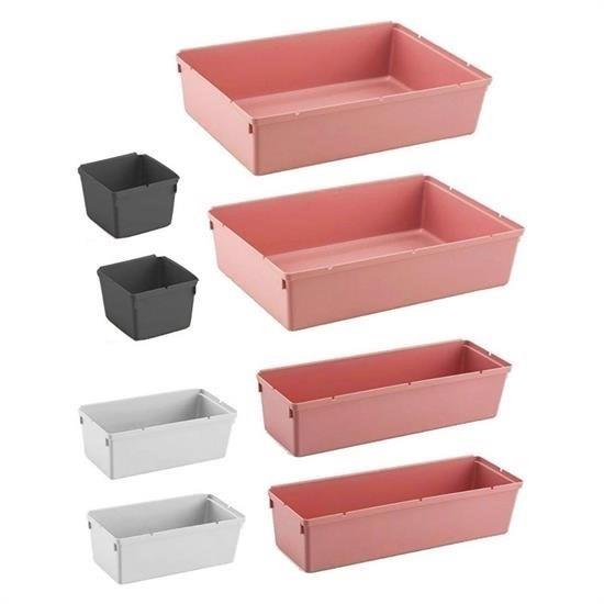 BUFFER® 8 Parça Plastik Derin Çekmece İçi Modüler Düzenleyici Organizer Tepsi Set