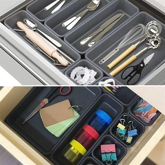 BUFFER® 8 Parça Plastik Derin Çekmece İçi Modüler Düzenleyici Organizer Tepsi Set