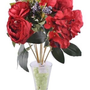 BUFFER® 9 Dallı 40 cm Gül Yapay Çiçek Kırmızı-CK003KZ