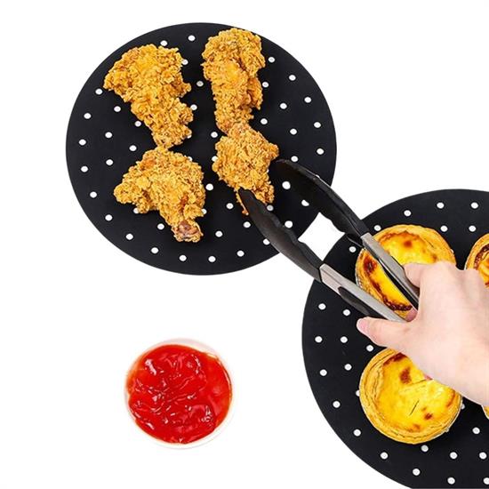 BUFFER® Airfryer Yuvarlak Model Pişirme Matı Kırmızı ve Yuvarlak Model Pişirme Matı Siyah 20cm