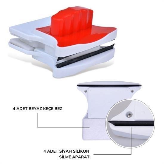 BUFFER® Çift Taraflı Cam İçin Ultra Güçlü Mıknatıslı Cam Sileceği Cam Temizleme Seti