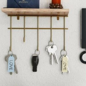 BUFFER® Çok Amaçlı Takı Mutfak Banyo Dekoratif Askılık Organizer Masif Ahşap Duvar Raf