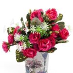 BUFFER® Decotown Dekoratif Çiçek Desenli Metal Oval Çiçek Saksısı Standı