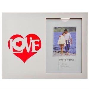 BUFFER® Decotown Kalpli Love Yazılı Romantik Ahşap Fotoğraf Çerçevesi