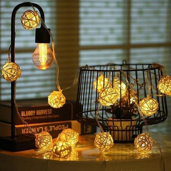 BUFFER® Dekoratif Görünümlü Rattan Model Süs Led Şerit Aydınlatma (10lu)